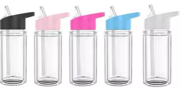 10oz Blank Acrylic Snowglobe Kids Water Bottle - Add Decal Separately - Read Description!