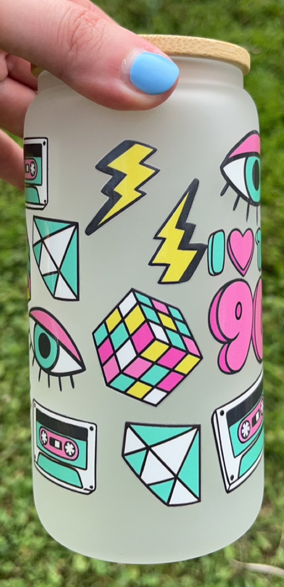 I love the 90's - 16 oz decal frosty glass cup