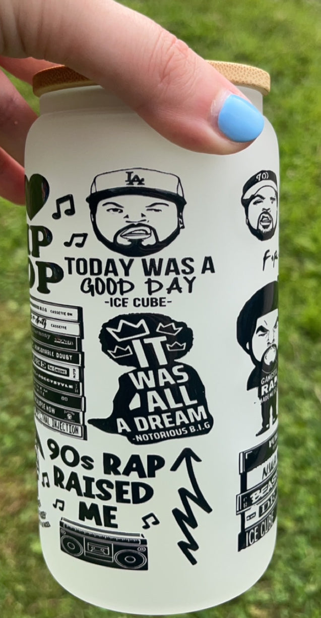 I Love Hip Hop - 16 oz decal frosty glass cup