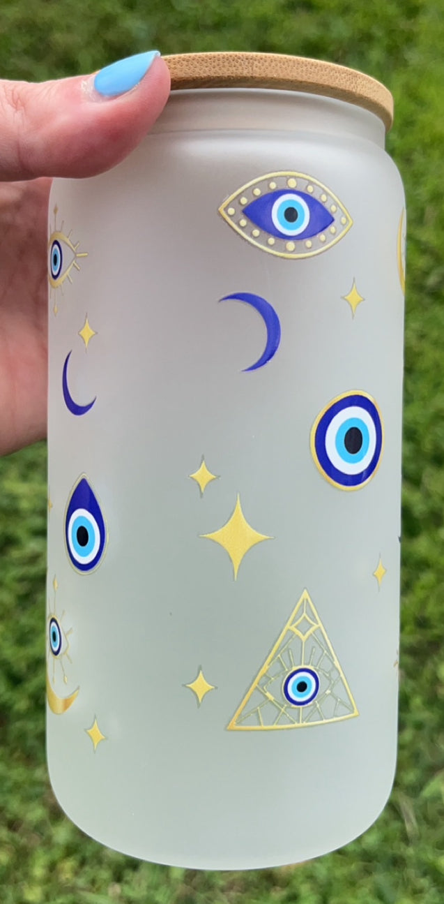 Evil Eye - 16 oz decal frosty glass cup