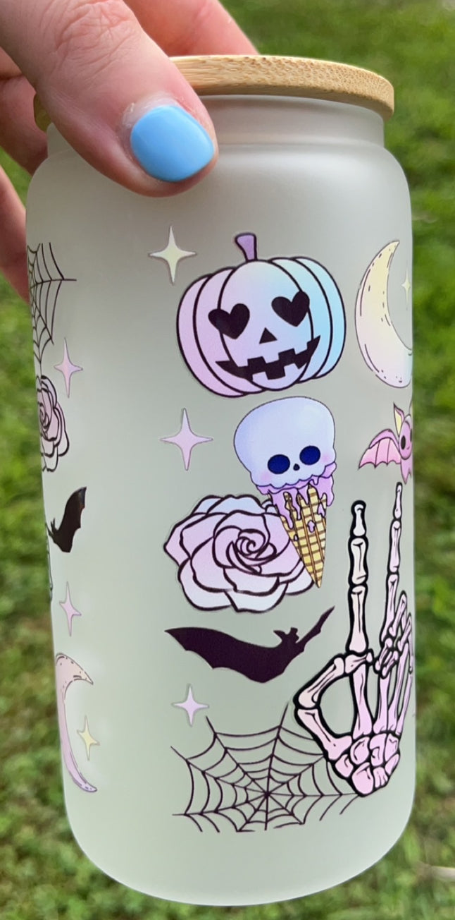 Cute & Colorful Halloween - 16 oz decal frosty glass cup