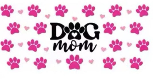 Dog Mom - pink hearts & paws