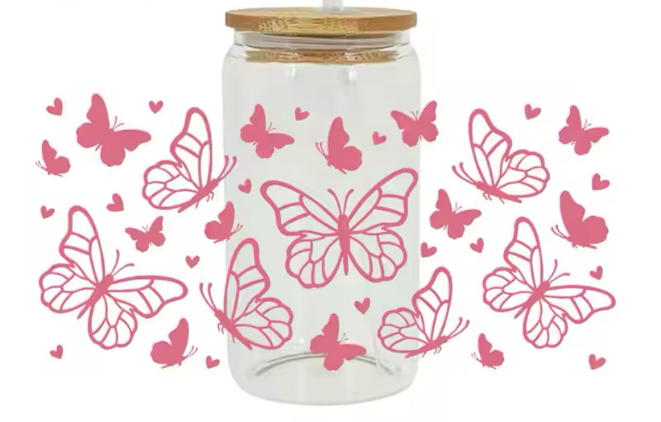 Pink Butterflies & Hearts