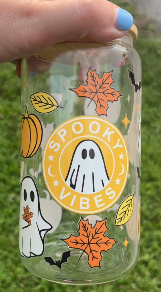 Spooky Vibes - 16oz decal glass cup