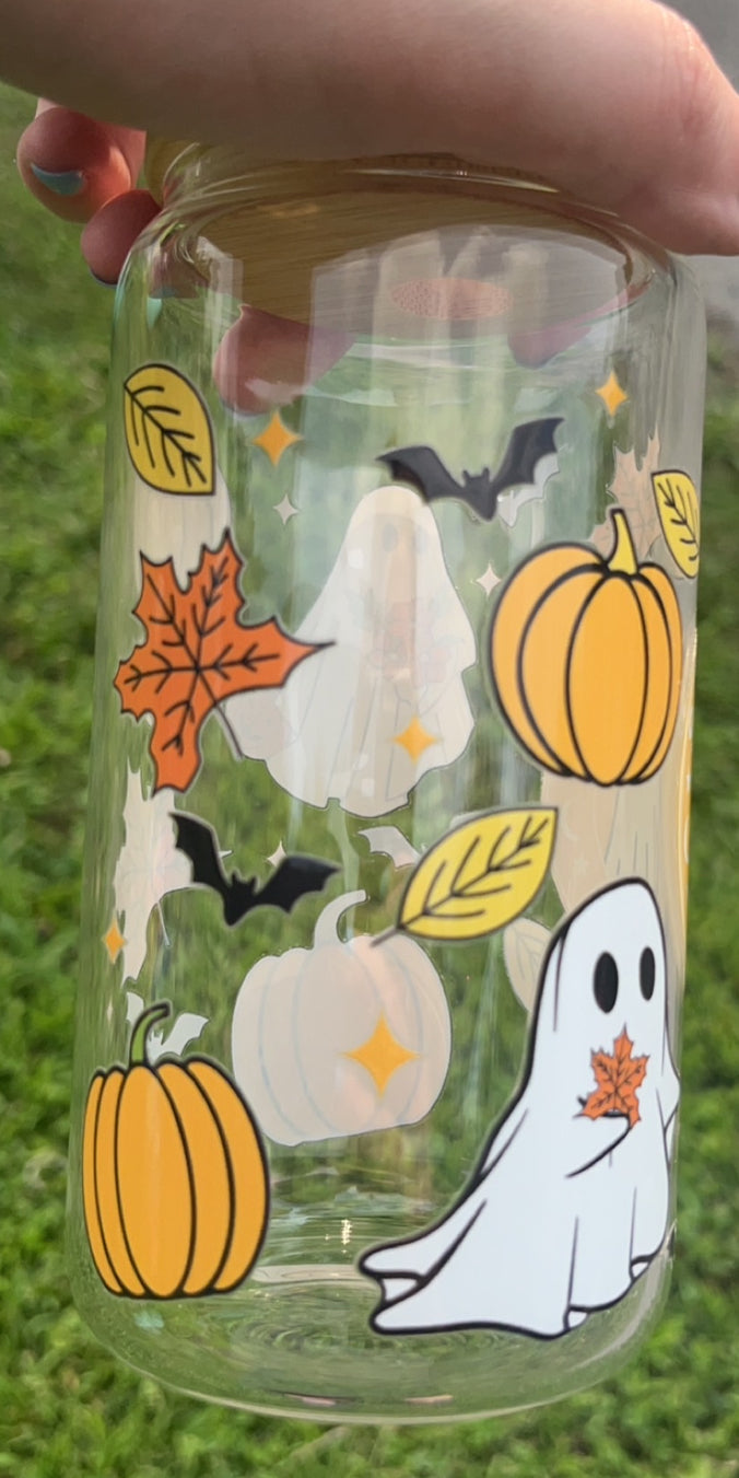 Spooky Vibes - 16oz decal glass cup