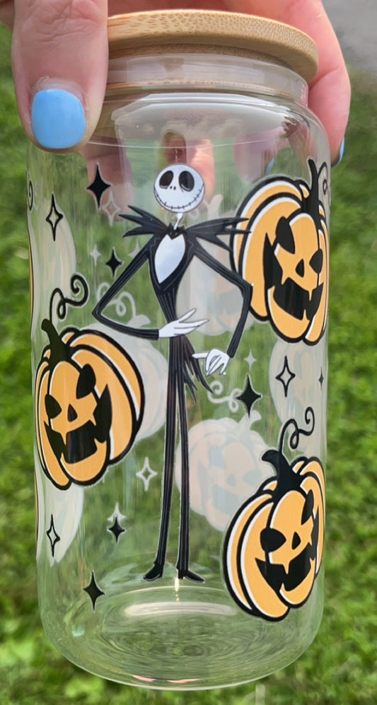 Jack & Pumpkins - 16 oz decal glass cup