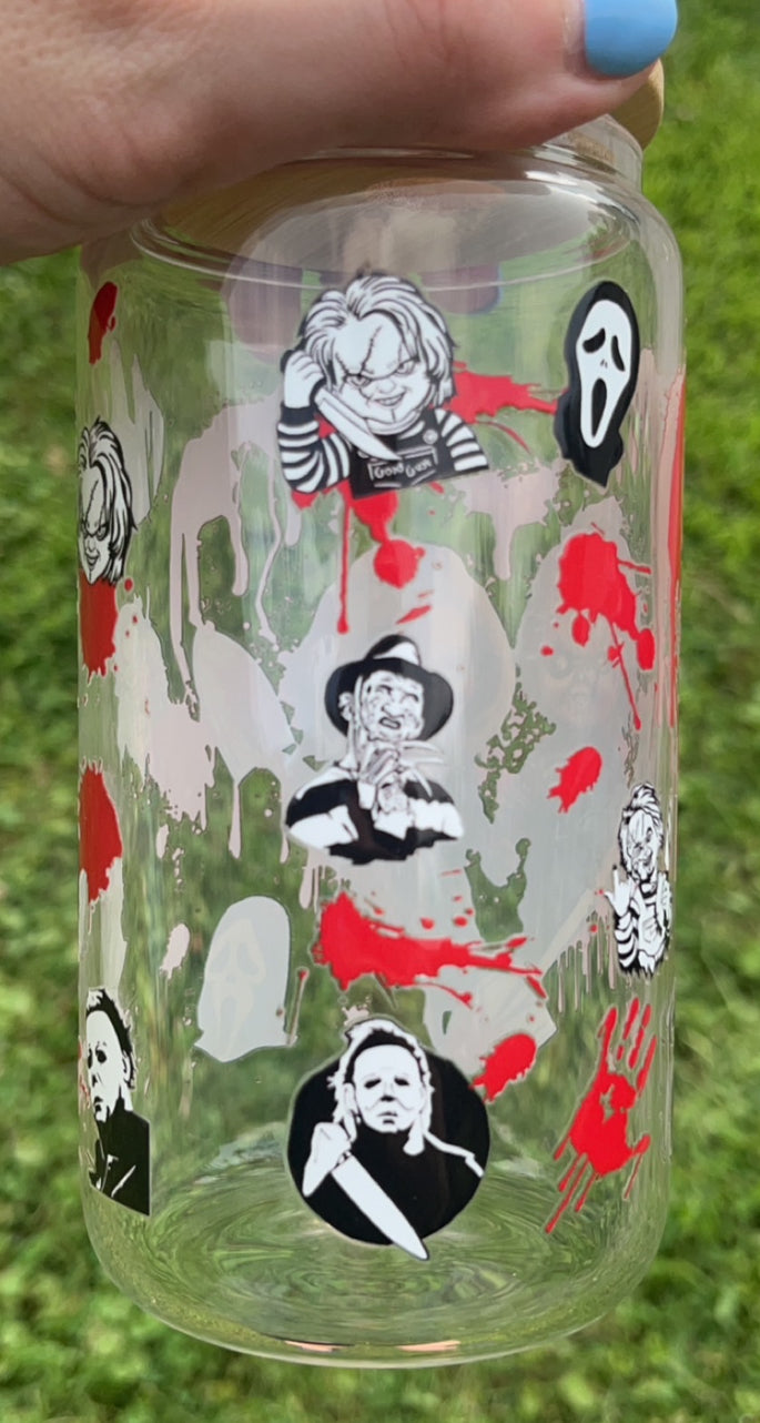 Horror Movie Cup - 16 oz decal glass cup