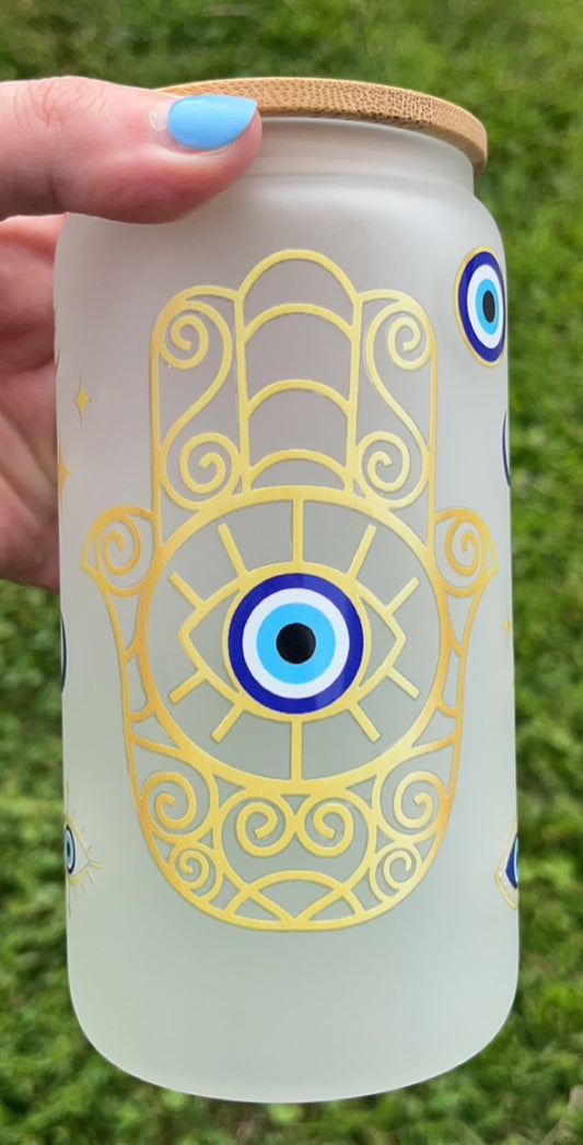 Evil Eye - 16 oz decal frosty glass cup