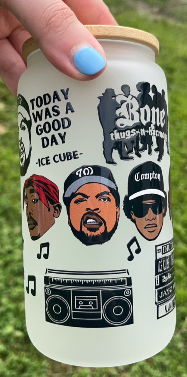 90's rap raised me- 16 oz decal frosty glass cup