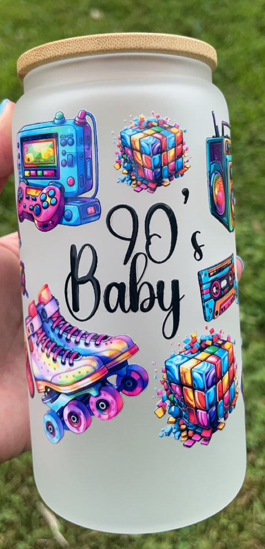 90's Baby - 16 oz decal frosty glass cup